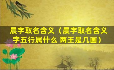 晨字取名含义（晨字取名含义字五行属什么 两王是几画）